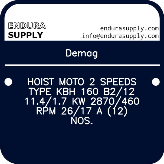 demag-hoist-moto-2-speeds-type-kbh-160-b212-11417-kw-2870460-rpm-2617-a-12-nos